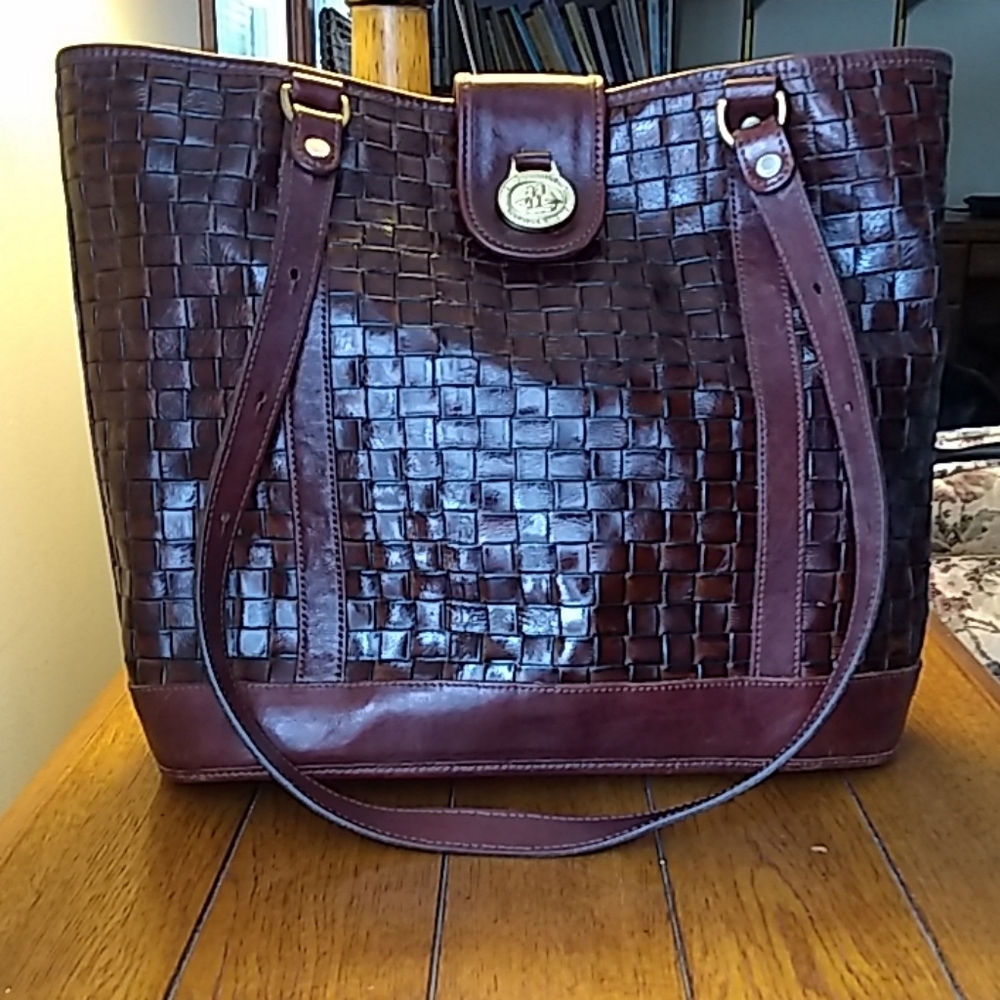 Brahmin vintage brown woven leather bag